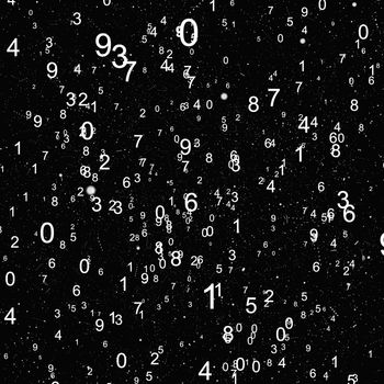 Abstract background with numbers. Fly numbers on black background