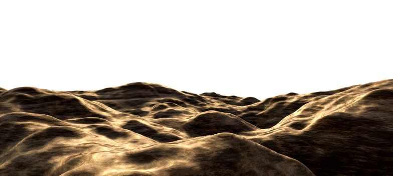 Isolated background of brown clay soil. 3d illustration