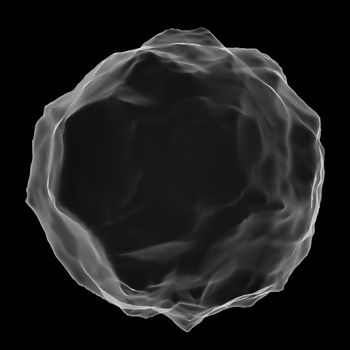 Abstract mesh on dark background. X-ray image of abstract sphere on black background. 3d illustration