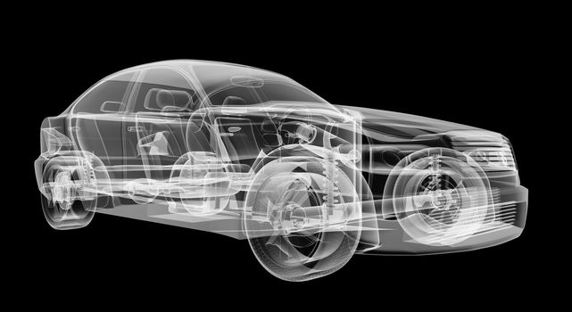 3d rendering of a brandless generic car. 3d illustration