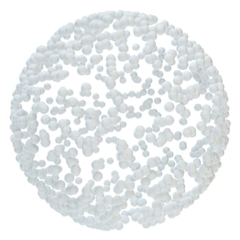 White abstract sphere consisting of small particles. 3d illustration. Template for your design