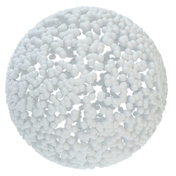 White abstract sphere consisting of small particles. 3d illustration. Template for your design