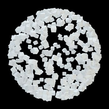 3D white abstract sphere of small cubes. 3d illustration