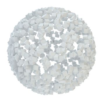 3D white abstract sphere of small cubes. 3d illustration