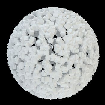 3D white abstract sphere of small cubes. 3d illustration