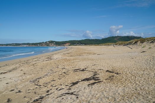 Beautiful beach Playa de A Lanzada close to O Grove, coast of Galicia, Spain 