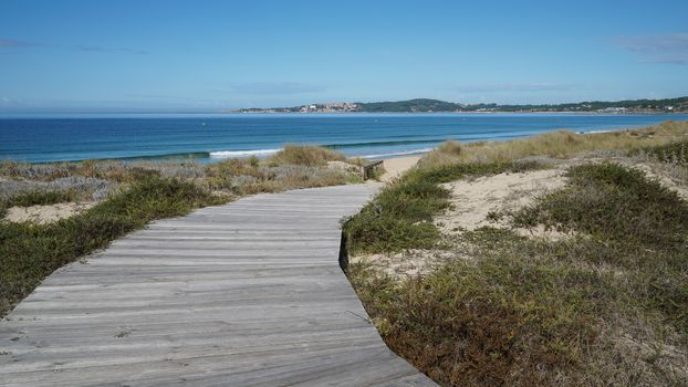 Beautiful beach Playa de A Lanzada close to O Grove, coast of Galicia, Spain 