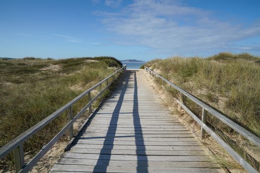 Beautiful beach Playa de A Lanzada close to O Grove, coast of Galicia, Spain 