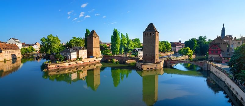 Covered bridge Pont Couverts in Strasbourgh in the district Petite France, Alsace