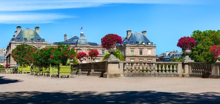 Luxembourg Palace and beautiful park in summer, Paris