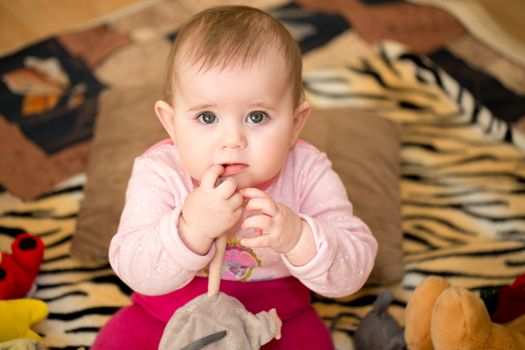 cute infant baby girl - the first year of the new life