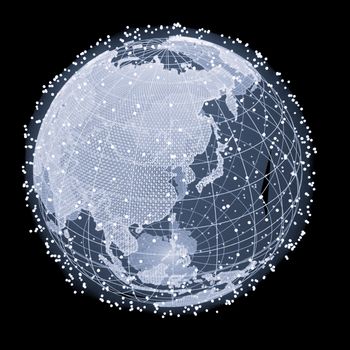 Abstract Telecommunication Earth Map. Communication network concept. 3d illustration