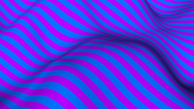 Abstract background with waving of colorful stripes. 3d rendering