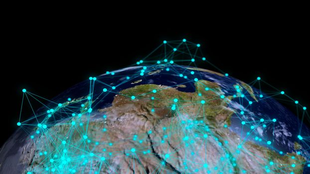 Abstract globe with digital connections. Elements of this image furnished by NASA. 3d rendering