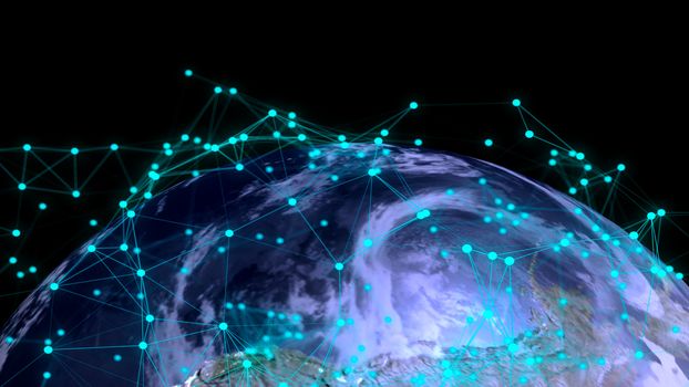 Abstract globe with digital connections. Elements of this image furnished by NASA. 3d rendering