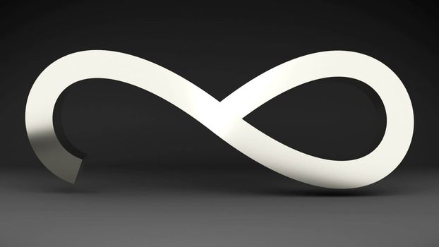 Abstract background with metal infinity sign. Digital background. 3d rendering