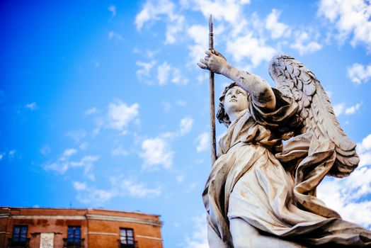 Italy, Rome, Castel Sant'Angelo, statue of an angel with a spear, sculptor Domenico Guidi, "Vulnerasti cor meum"