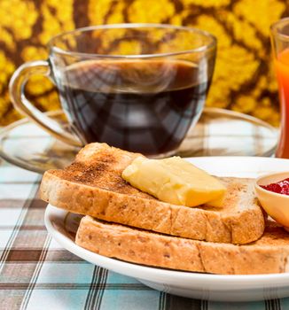 Butter Toast Showing Morning Meal And Toasted