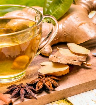 Ginger Tea Cup Representing Organic Drinks And Fresh