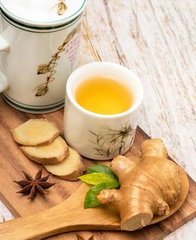 Healthy Ginger Tea Representing Well Natural And Refresh