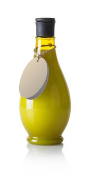 Bottle with cosmetic for hair on white isolated background