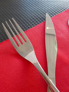 Fork and Knife in a French Restaurant