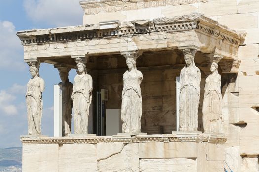 The Porch of the Caryatids at the Acropolis in Athens, Greece