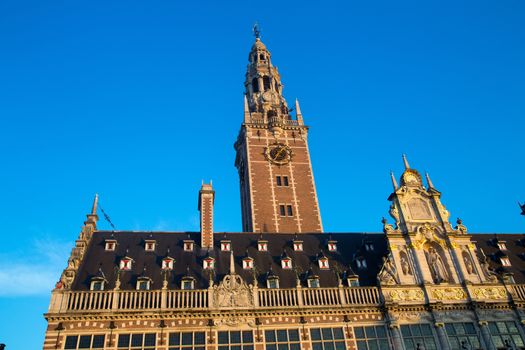 The university library on the Ladeuze square, Leuven, Belgium