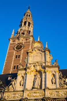 The university library on the Ladeuze square, Leuven, Belgium