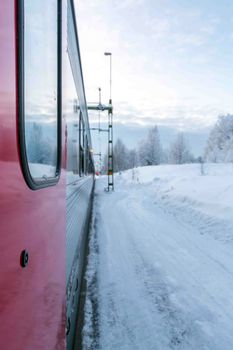 Winter Train in Kiruna Sweden