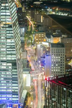 Aerial view of Nagoya night in Japan