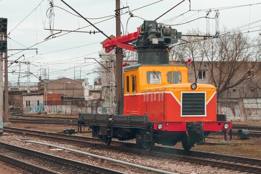 Small industry repair train. Professional transportation equipment