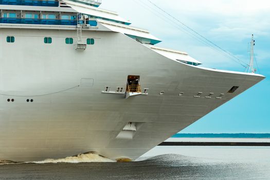 Large royal cruise liner on the way. Travel and spa services