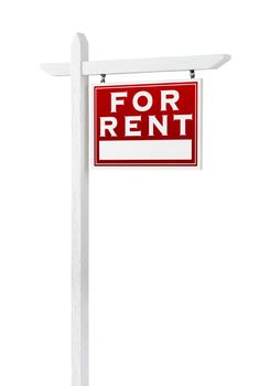 Right Facing For Rent Real Estate Sign Isolated on a White Backgound.