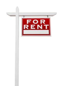 Right Facing For Rent Real Estate Sign Isolated on a White Backgound.