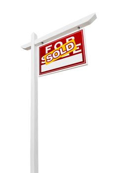 Right Facing Sold For Sale Real Estate Sign Isolated on a White Background.