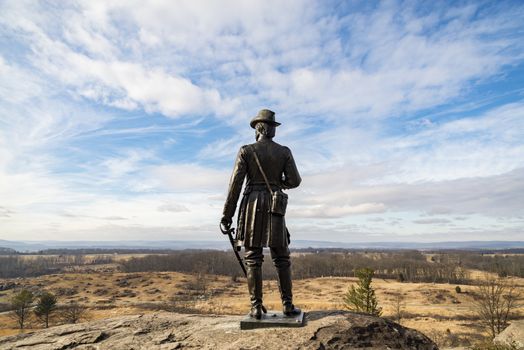 Little Round Top view of Devil's Den in Gettysburg PA, USA