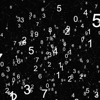 Abstract background with numbers. Fly numbers on black background