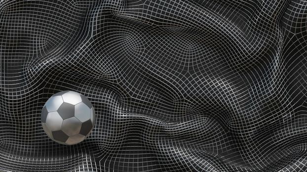 3D Illustration Metal Soccer Ball on an Abstract Background