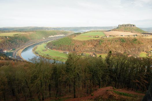 View from Koenigstein Fortress on the surrounding Saxon Switzerland