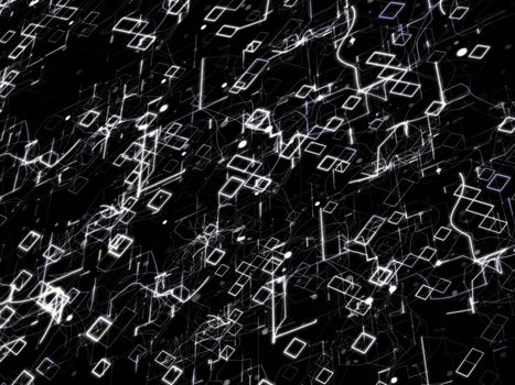 Technology Abstract Background With Lines, Rectangles and Dots. Digital concept. 3D Illustration