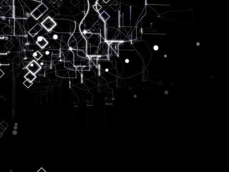 Technology Abstract Background With Lines, Rectangles and Dots. Digital concept. 3D Illustration