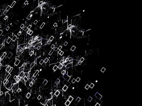 Technology Abstract Background With Lines, Rectangles and Dots. Digital concept. 3D Illustration