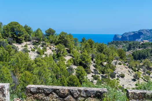 Wild West Coastline of Mallorca, Spain in the background the Mediterranean Sea.