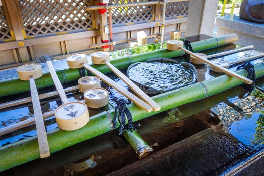 Purification fountain at a Shrine in Tokyo, Japan