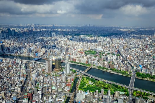 Tokyo city skyline panorama aerial view, Japan