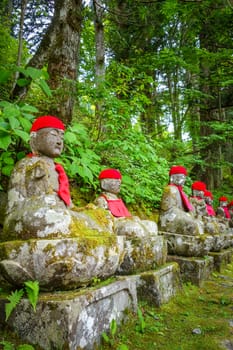 Narabi Jizo statues landmark in Kanmangafuchi abyss, Nikko, Japan