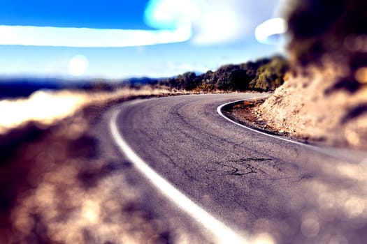 Asphalt and travel concept.Road and sunset.