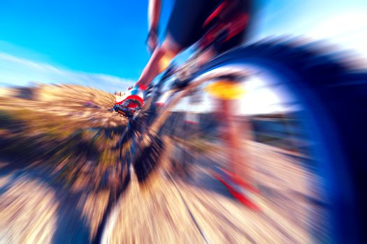 Extreme sport.Bicycle and speed concept. Wheel detail