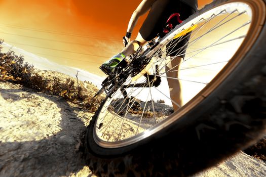 Extreme sports.Mountain bicycle and man.Life style outdoor extreme sport